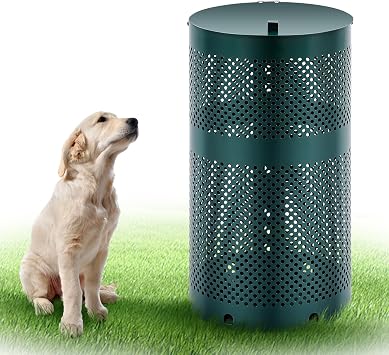 Dansydaisy 10 Gallon Round Outdoor Trash Can with Lid for Dog Waste Station