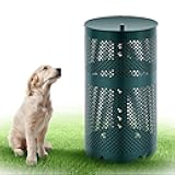 Dansydaisy Round Outdoor 10 Gallon Capacity Trash Can with Lid for Dog Waste Station - Rust Free UV Powder Coated - Designed to Mount on Any Post or Wall(Green)
