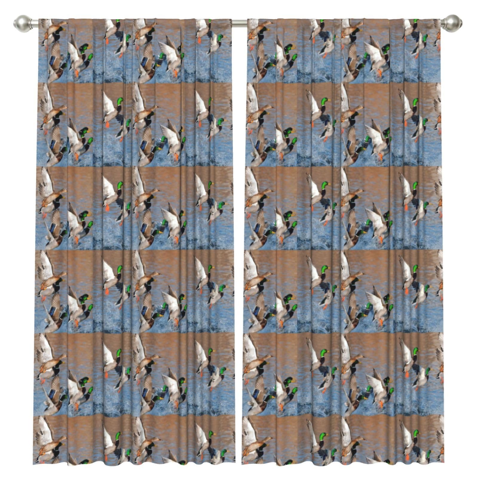 InOmak Wild Duck, 2 Panels Window Curtains 52 x 84 Inch Blackout Curtains for Living Room Bedroom