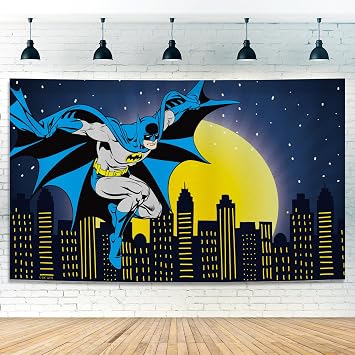 Batman Party Backdrop Decoration 5x3FT Superhero Banner for Boys Birthday, Baby Shower, Kids Comic Theme Party, Wall Decor, Photo Booth Background, Batman Super Hero Group Party Decoration