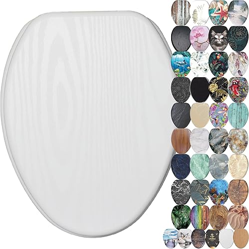 Miniatura 21 de SANILO Asiento de inodoro de madera con cierre suave [alargado] – Asiento de madera moldeada decorativo, silencioso y de cierre lento – Con fuertes