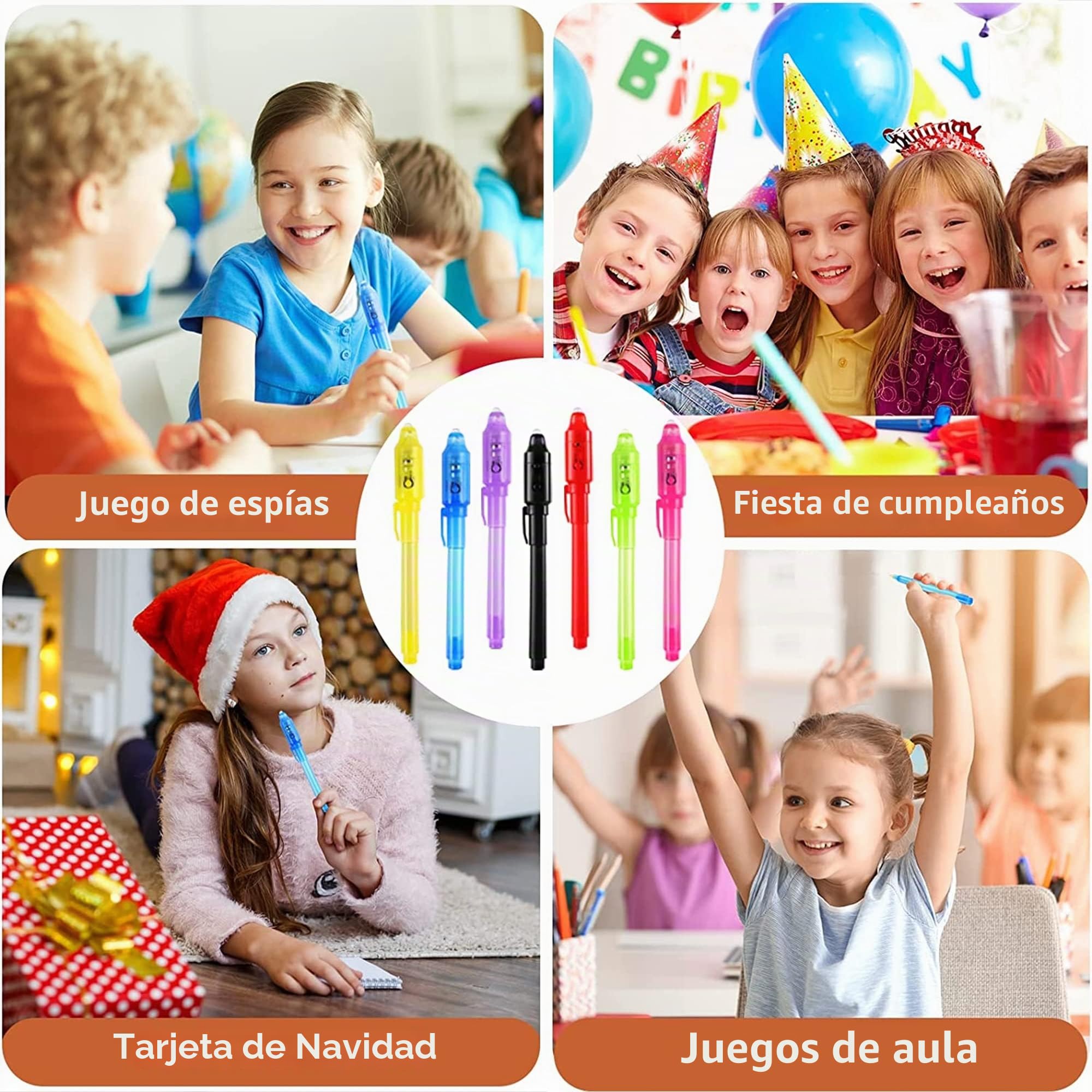 DazSpirit 32pcs Bolígrafo Tinta Invisible y Libreta, Tema de Detectives Boli Magico Regalos Cumpleaños Niños, Boli Tinta Invisible para Escribir mensajes secretos, Piñatas de Cumpleaños (DB0002)