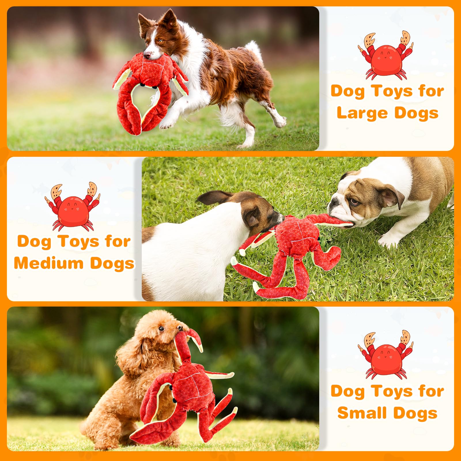 WOWBALA Squeaky Interactive Plush Dog Toys - Tough Toys for Large Dogs, Red - Image 3
