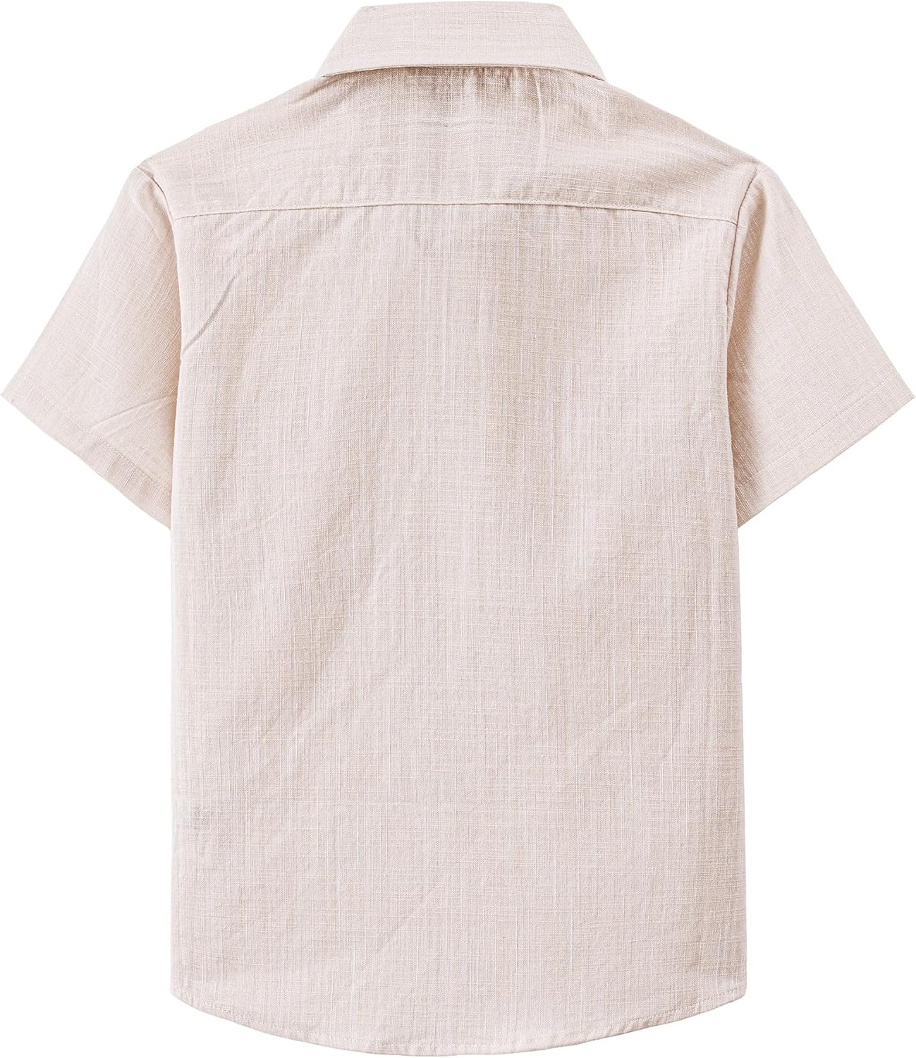 JOGAL Boys Chambray Shirts Short Sleeve Button Down Casual Cotton Woven Shirt with Two Pockets for Kids 6-14 Years - Image 2