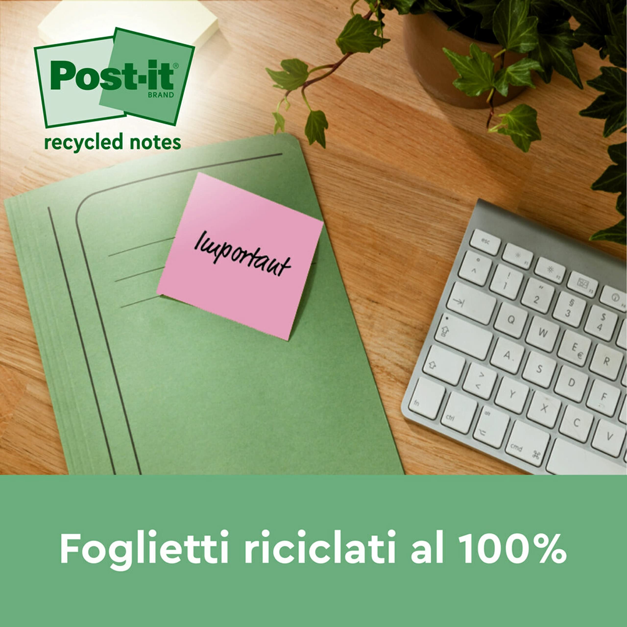 Post-it Super Sticky Riciclati - 14+4 Blocchetti Gratis, 76x76mm, Multicolore - Foto 8