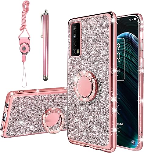 KuDiNi TCL Stylus 0.18 oz - Funda para teléfono TCL Stylus 0.18 oz, para mujeres y niñas, con purpurina de TPU suave, transparente, de lujo, con