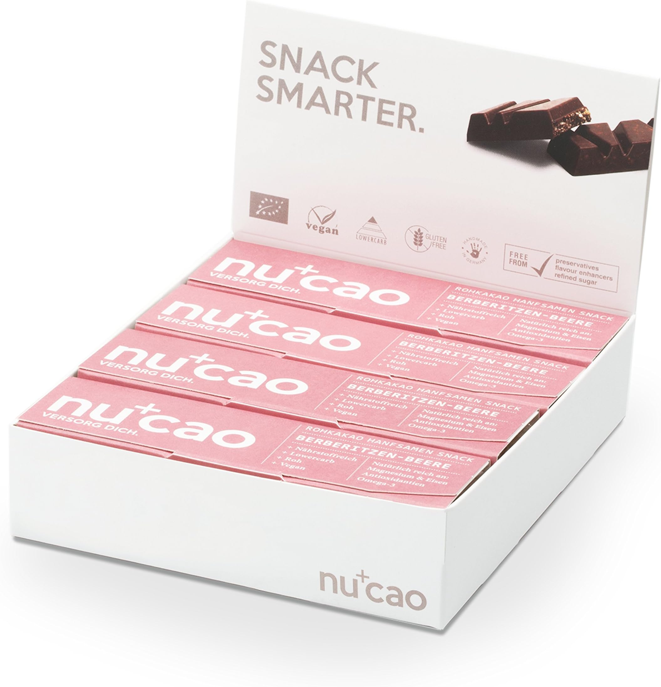Barberry โ Innovative Superfood Bar with Hemp Seeds & Raw Cacao โ Low Carb โ Vegan โ Organic โ Clean Eating โ Paleo โ Pack of 8