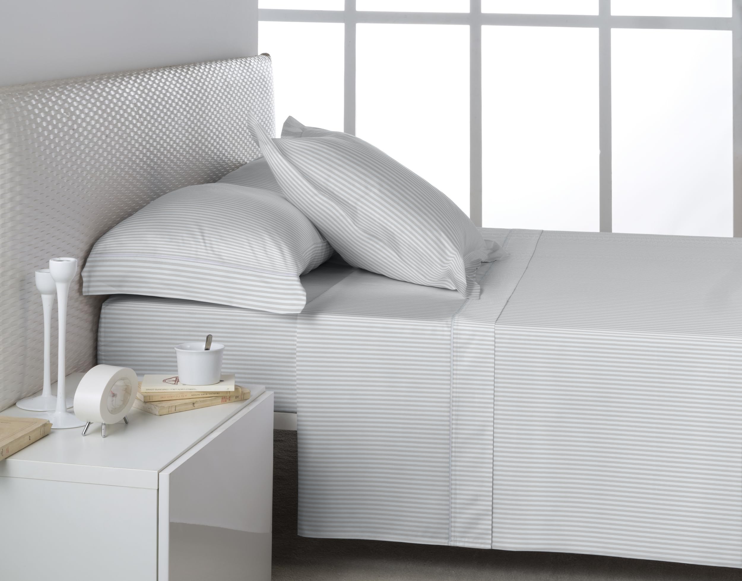 Housse de couette 105 en pur coton respirant 144 fils couleur argent durable