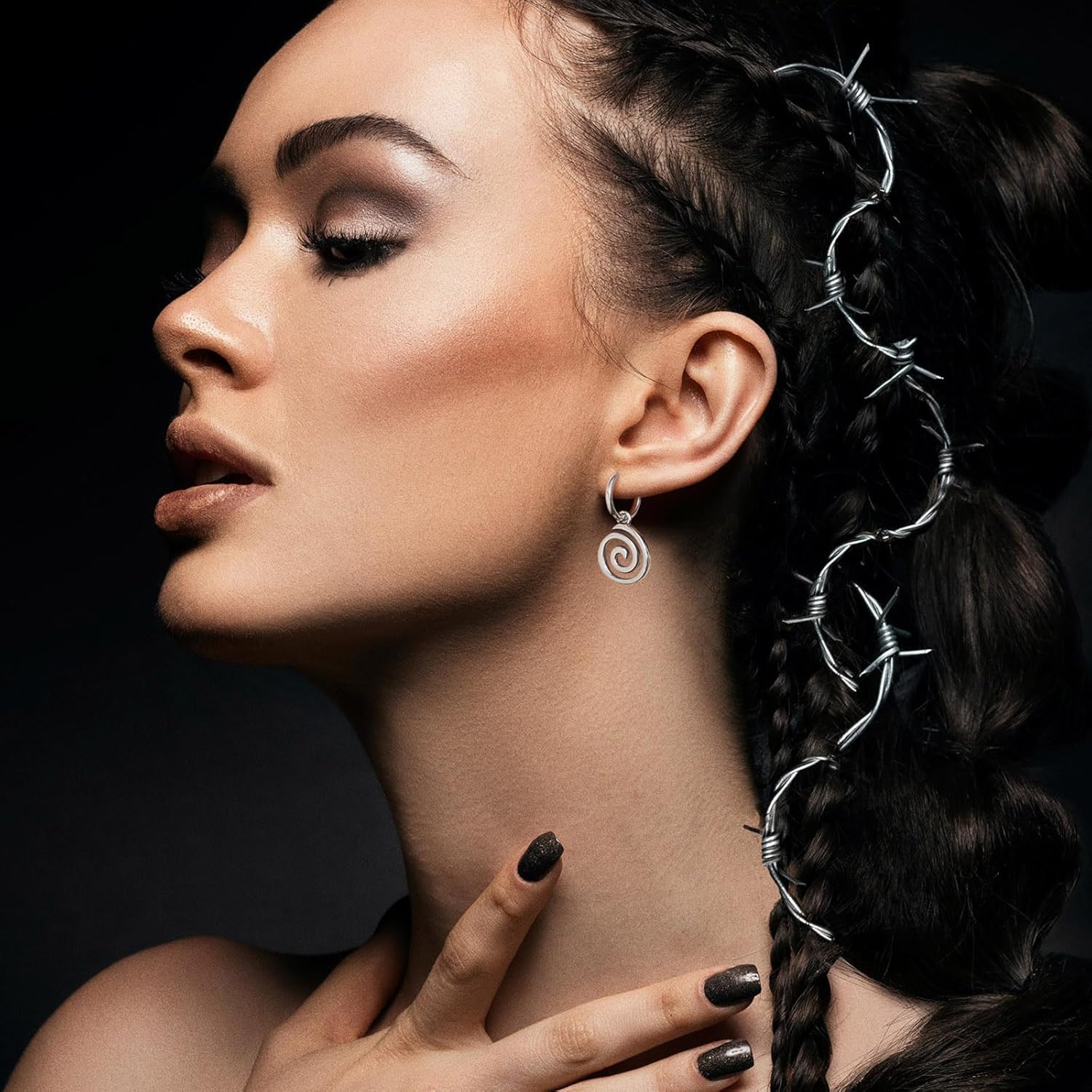 HZMAN Geometric Dangle Drop Earring for Men Women Stainless Steel Lightweight Hinged Huggie Hoop Earring Jewelry Gift - Image 2