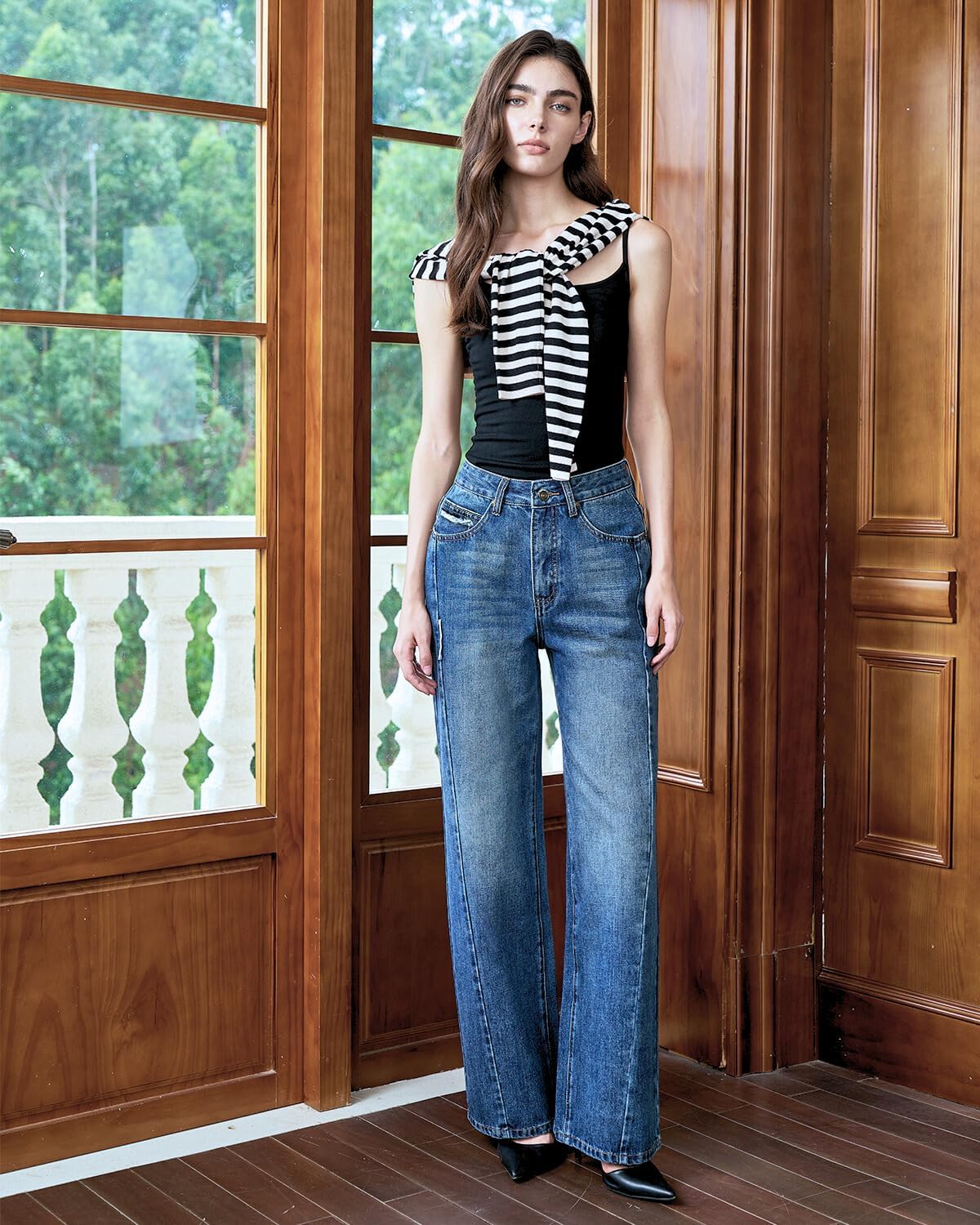 Womens Jeans High Waisted Stretchy Tummy Control Baggy Wide Leg Straight Leg Denim Pants Trendy 2025 for Women - Image 6