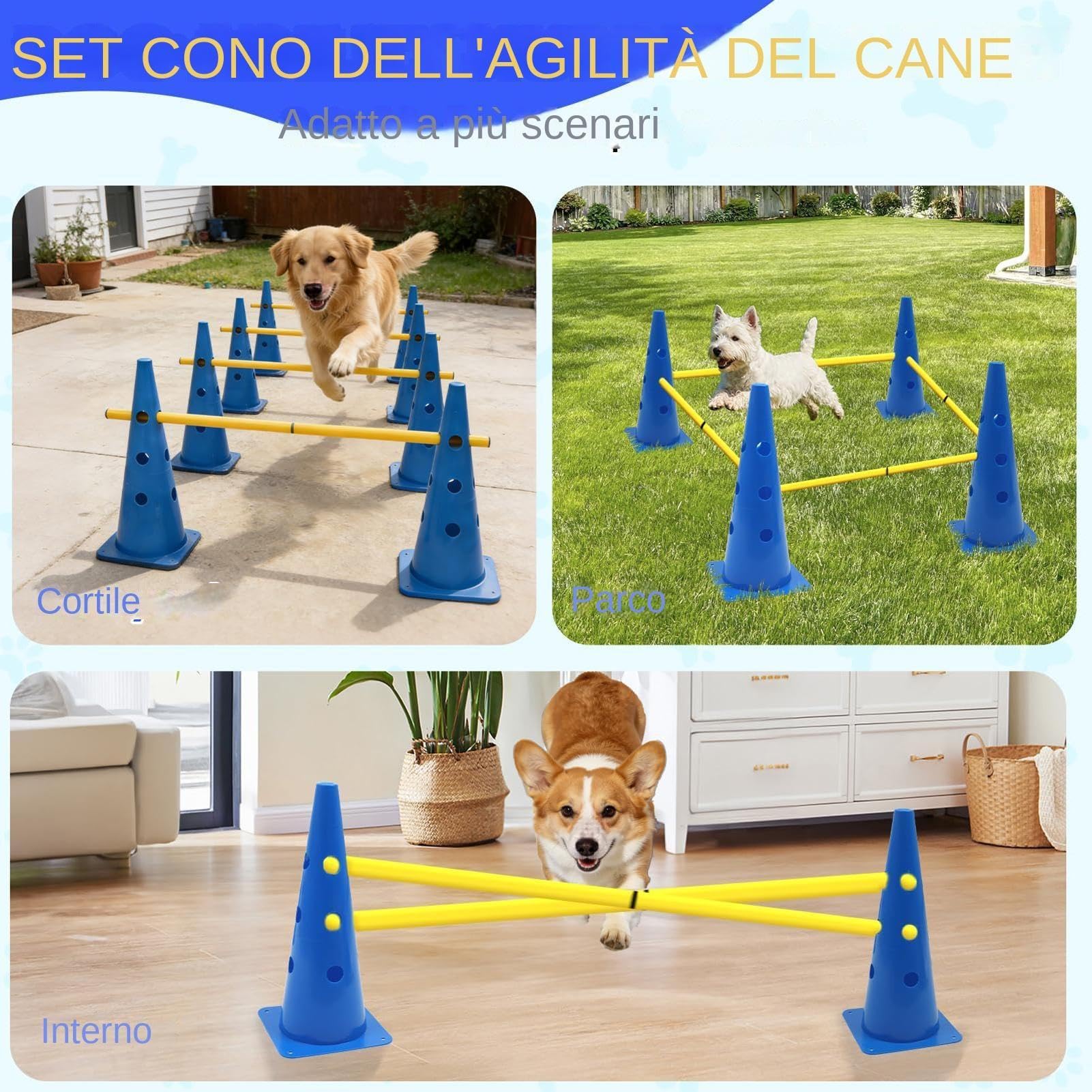 Hunde-Hindernisparcours - Höhenverstellbares Agility Set Für Den Garten | Höhenverstellbares Agility-Training - Robust & langlebig - Ideal für alle Hunderassen - Einfacher Transport - Outdoor & Indoo