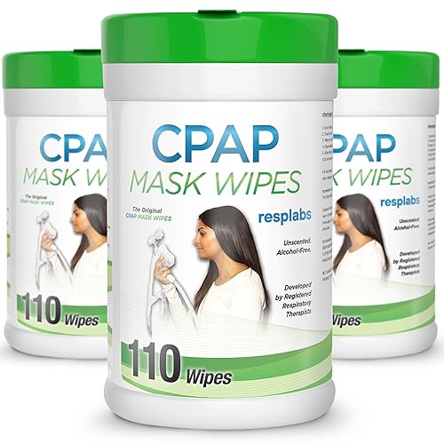 resplabs CPAP Mask Wipes - Unscented CPAP Mask Cleaner for Daily Use - Safe for All CPAP Masks, Nasal Masks, and Nasal Pillow Masks - 110 Wipes, 9-Month Supply