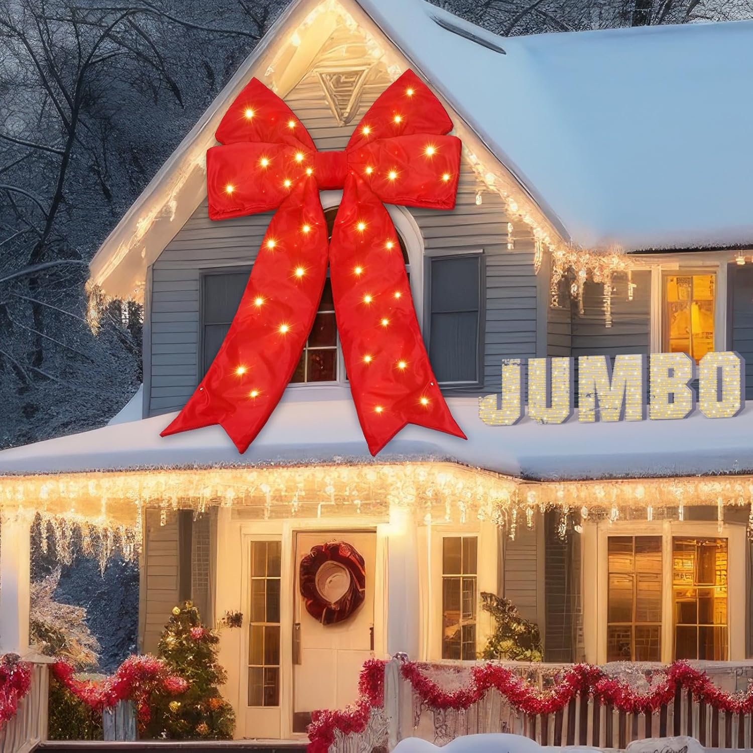 large led red christmas bow xmas giant lighted glitter bow tree topper ornament sparkly christmas bowknot for xmas tree wreath home outdoor front door holiday decoration (classic,72 x 90 inch) classic 72 x 90 inch