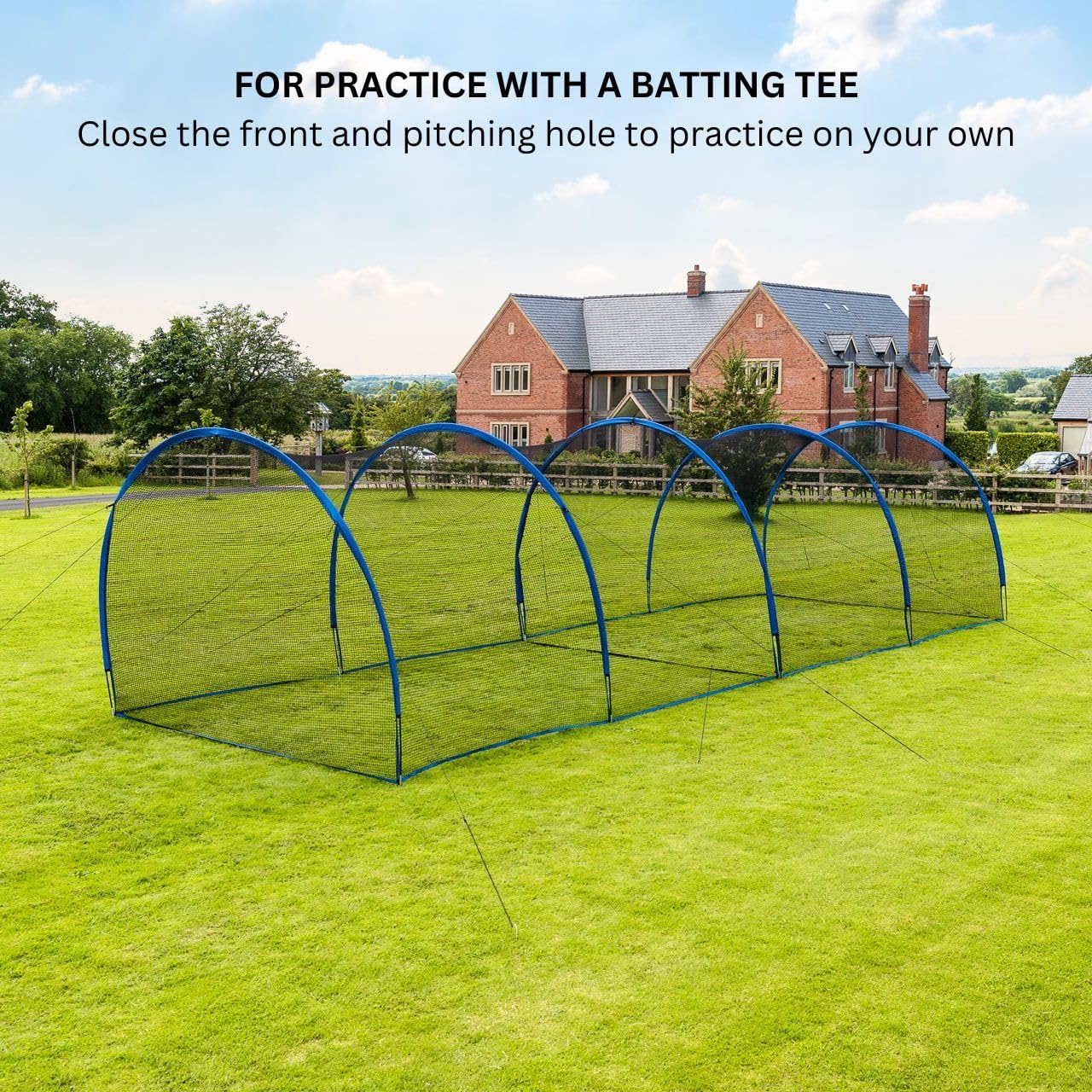 FORTRESS Pop-Up Batting Cage Net & Frame | Available in 20ft, 40ft, 60ft or 80ft | Instant Setup for Anywhere Practice (80ft)