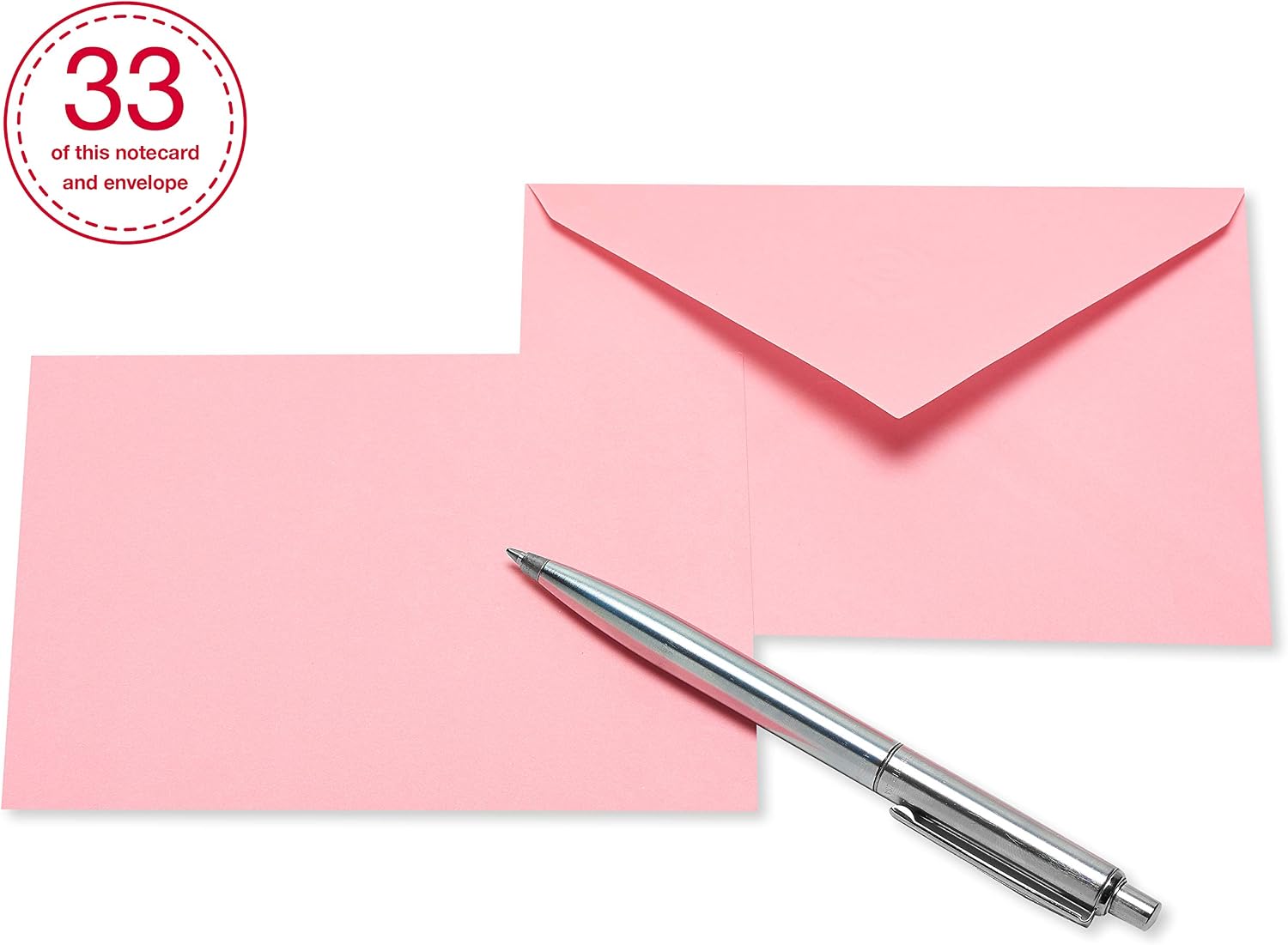American Greetings Bulk Blank Note Cards with Envelopes, Pink Heart Stationery (200-Count)