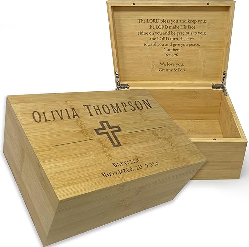 Miniatura 36 de Caja de madera grabada personalizada grande – Caja de recuerdo de madera de acacia con mensaje oculto personalizado, cajas de memoria de nogal para
