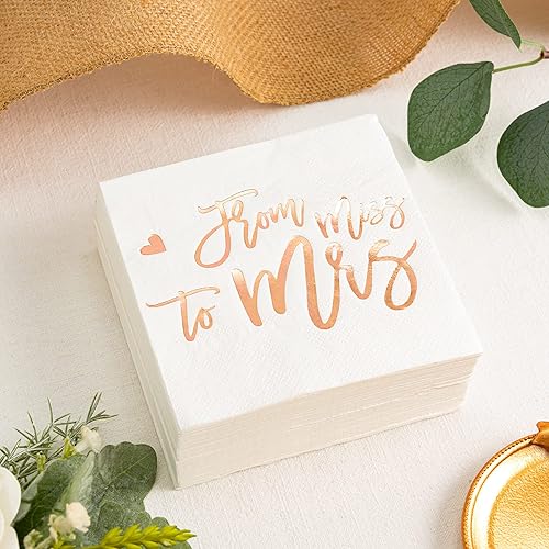 Miniatura 2 de Calculs Servilleta para despedida de soltera de Miss a Sra. Papel de oro rosa para despedida de solterafiesta de compromiso, suministros de mesa de