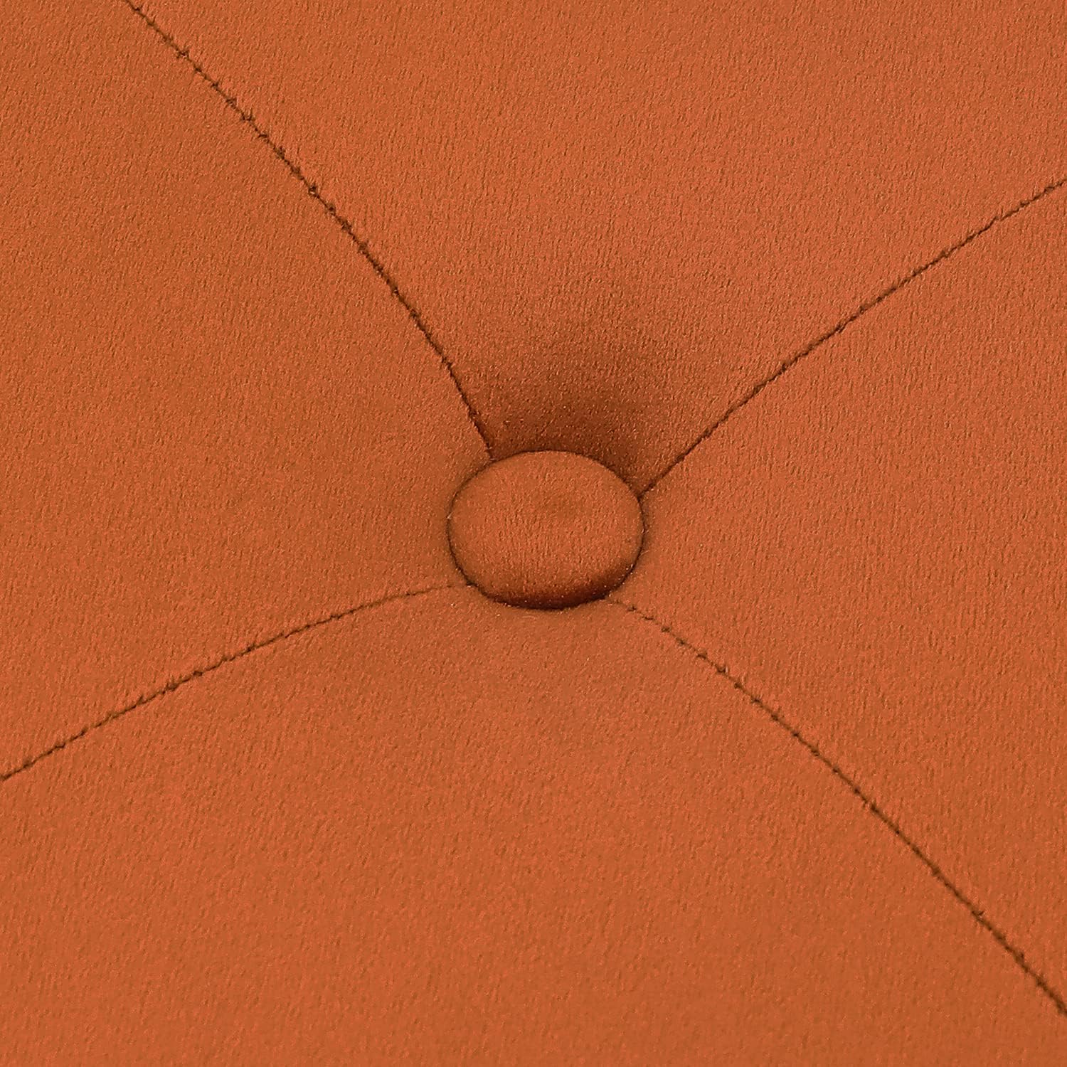 Homebeez Round Velvet Ottoman, Vanity Stool, Button Tufted Footrest Stool with Gold Base, 17.7" Width (Orange)