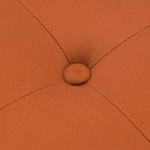 Miniatura 7 de Homebeez Otomana redonda de terciopelo, taburete de tocador, taburete reposapiés con botones con base dorada, 17.7 pulgadas de ancho (naranja)