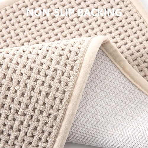Miniatura 4 de Alfombras de baño antideslizantes, lavables, súper absorbentes, delgadas, para pequeñas alfombras de baño de pelo bajo de secado rápido, (caqui, 32