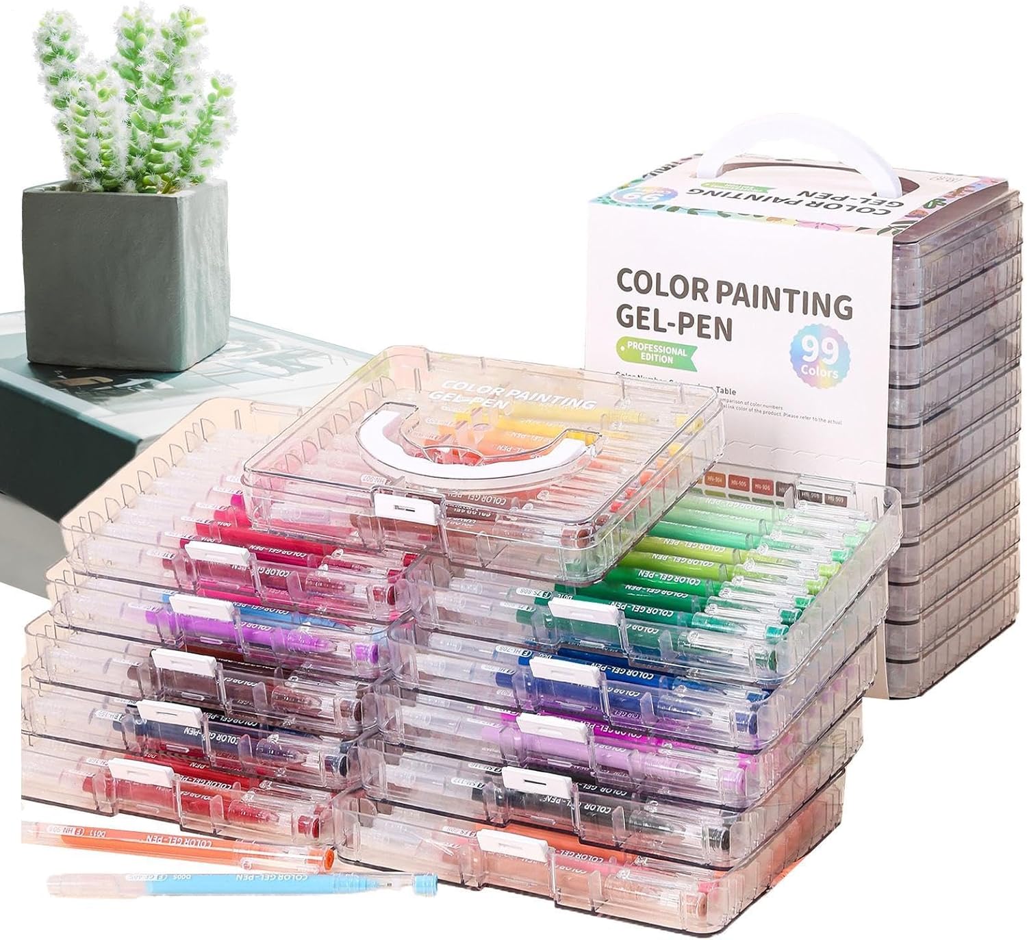 Gel Pens,with Storage Box Colorful Markers,Color Gel Pens Stationery Set | for Kids Adults Drawing Scrapbooking Journaling Coloring Greeting Cards Home School Office