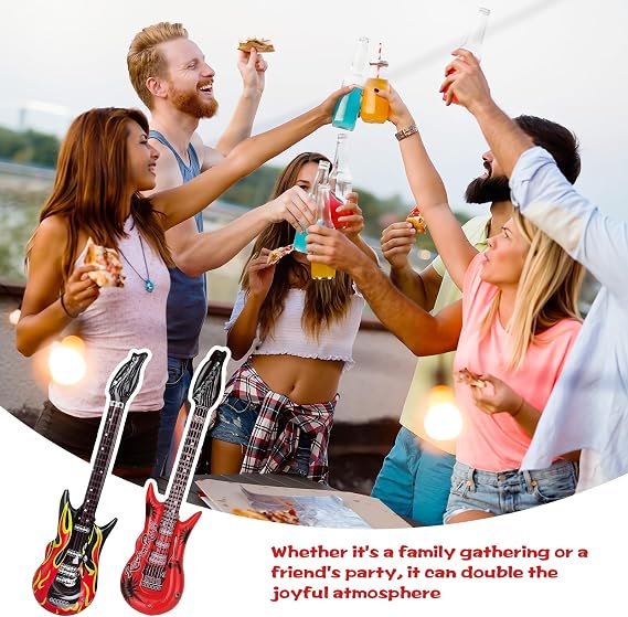 4PCS Inflatable Guitar and Microphone, Kids Rockstar Accessories