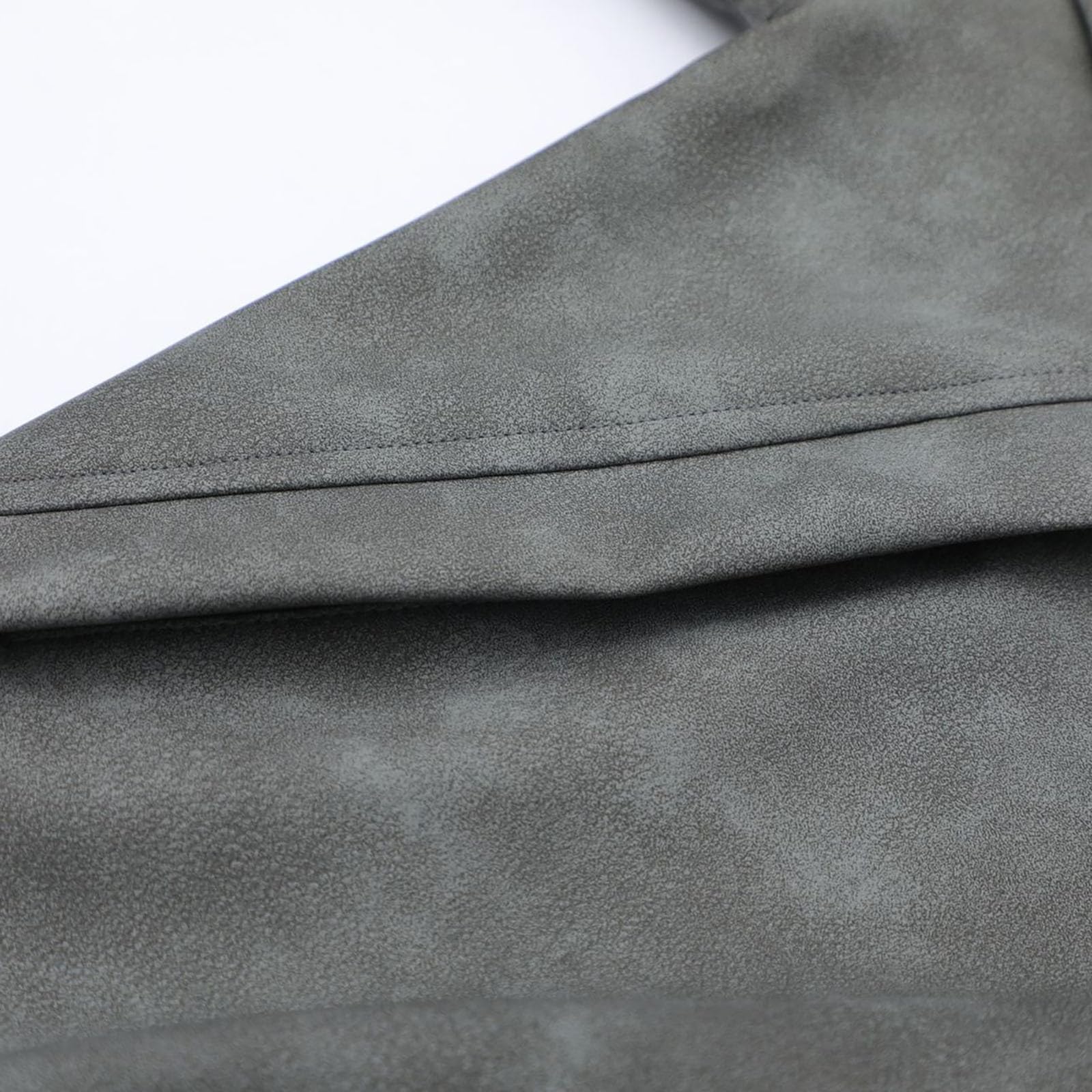 Giacca in pelle scamosciata, elegante, con orlo elasticizzato, stile motociclista, college, colletto alto | Giacca blouson slim fit, in pelle, da uomo, lunga, antivento, ideale per escursioni, campeggio e università