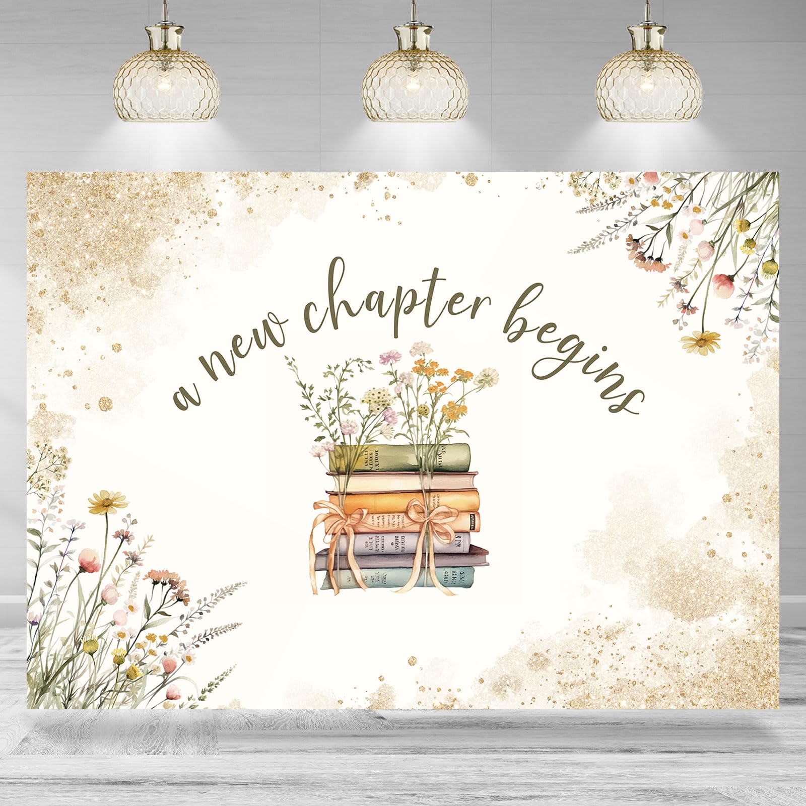 Bridal Shower Backdrop A New Chapter Begins Floral Books Wedding Engagement Photography Background Bridal Shower Party Decoration Supplies Cake Table Banner Pho