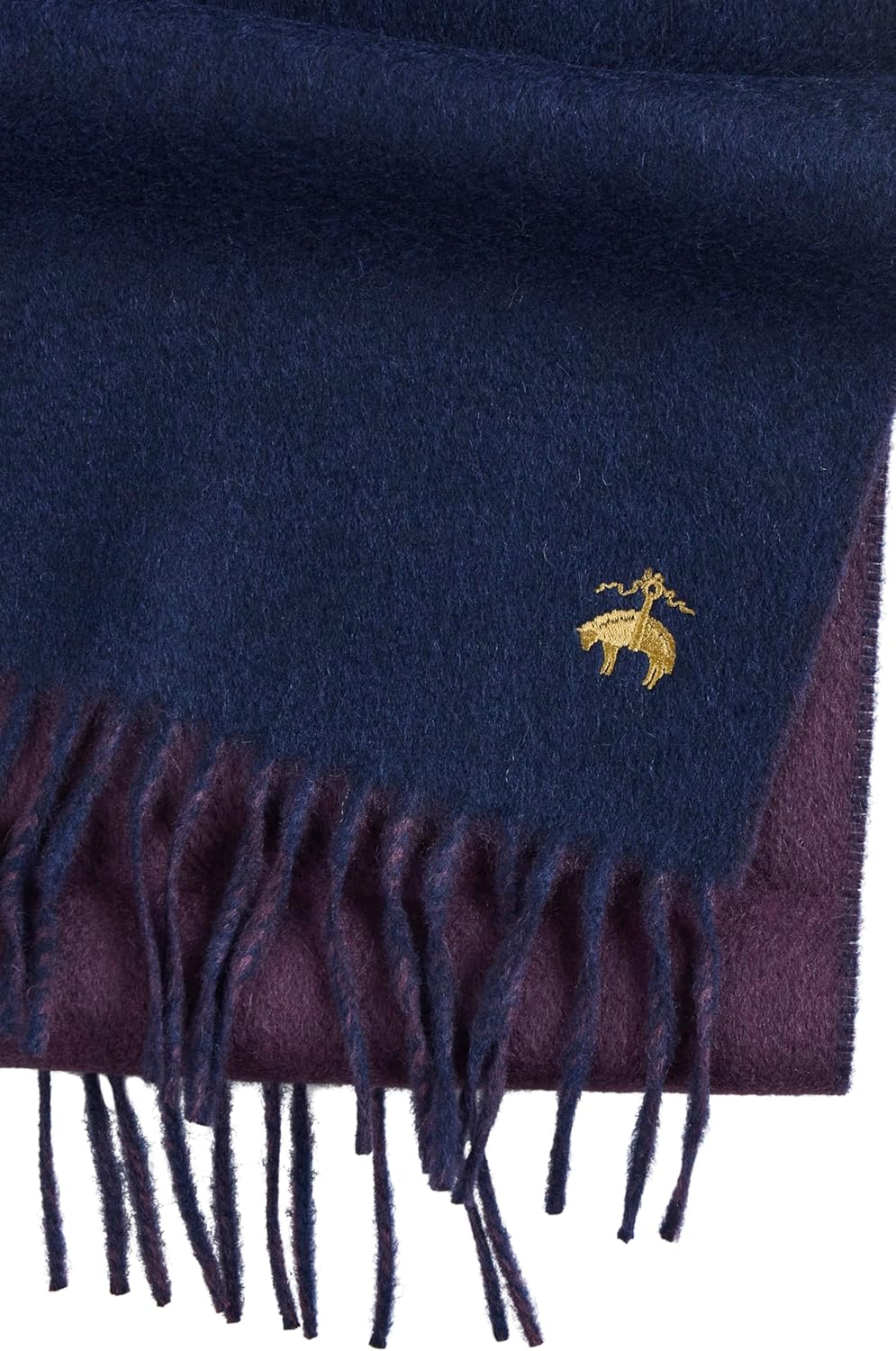 Brooks Brothers Wool and Cashmere Woven Patterned Scarf with Twisted Fringe - Men's Luxury Winter Scarf, 66" x 12" - Image 3