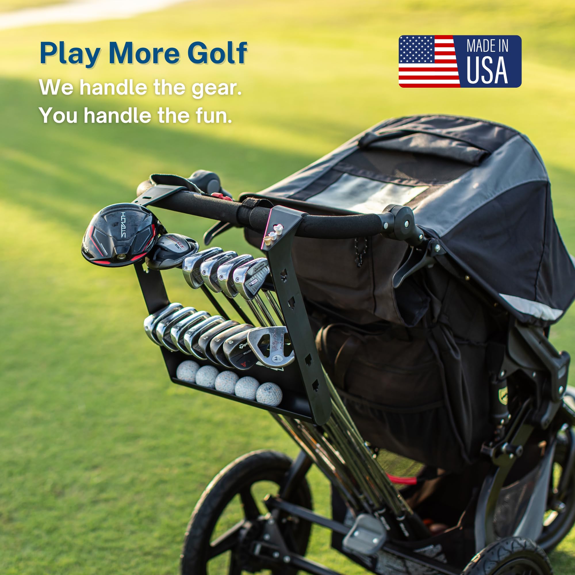 Golf Stroller Attachment - Easy Setup Universal Fit Golf Club Holder for Strollers Introduces Kids to Golf Encourages Early Golf Skills Perfect Golf Gift for Parents product thumbnail 3