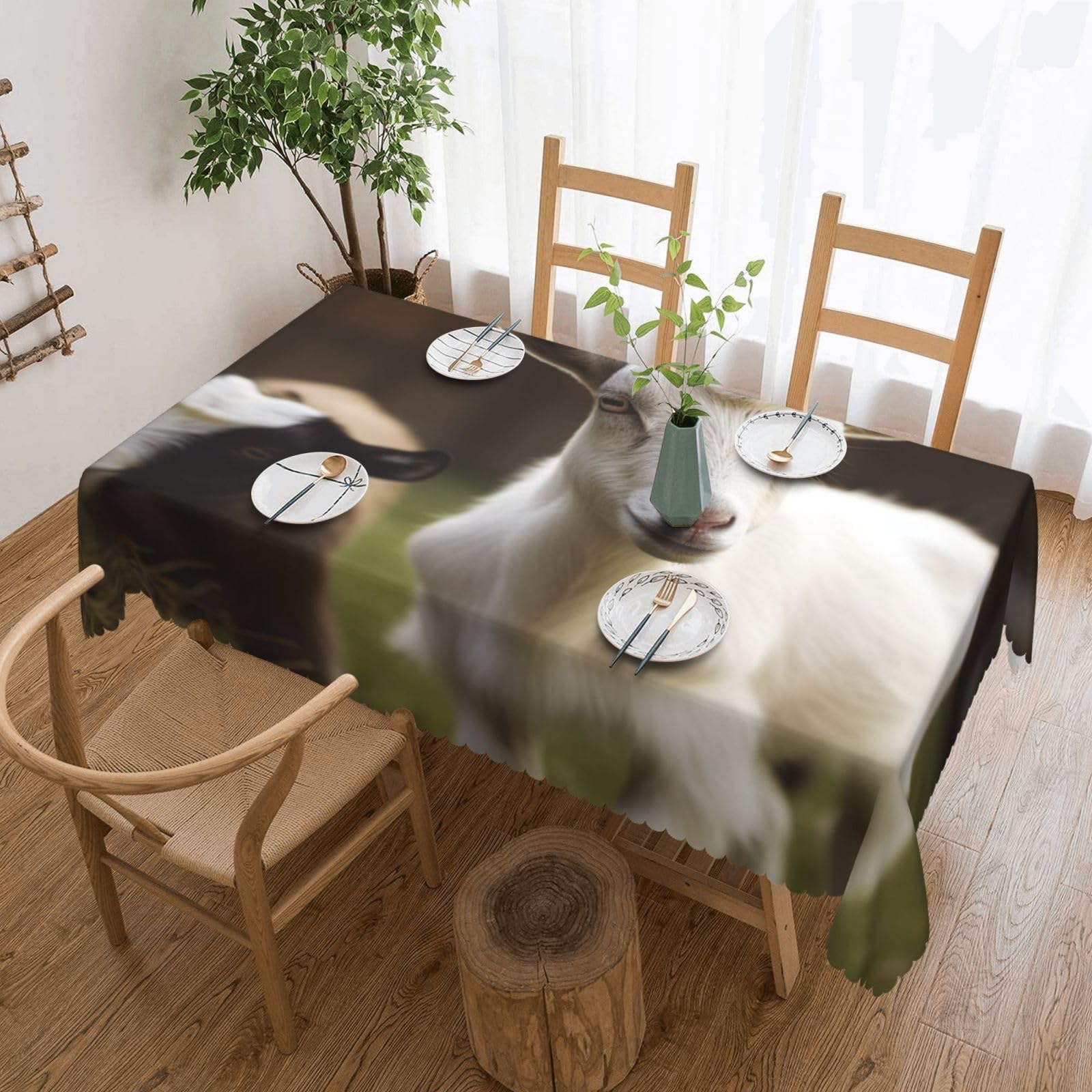 FodPand Cute Goat Tablecloths for Rectangle Tables 54 x 72 Inch - Reusable Washable Dining Table Clothes - Stain and Wrinkle Resistant Decorative Fabric Table Cover for Wedding Party