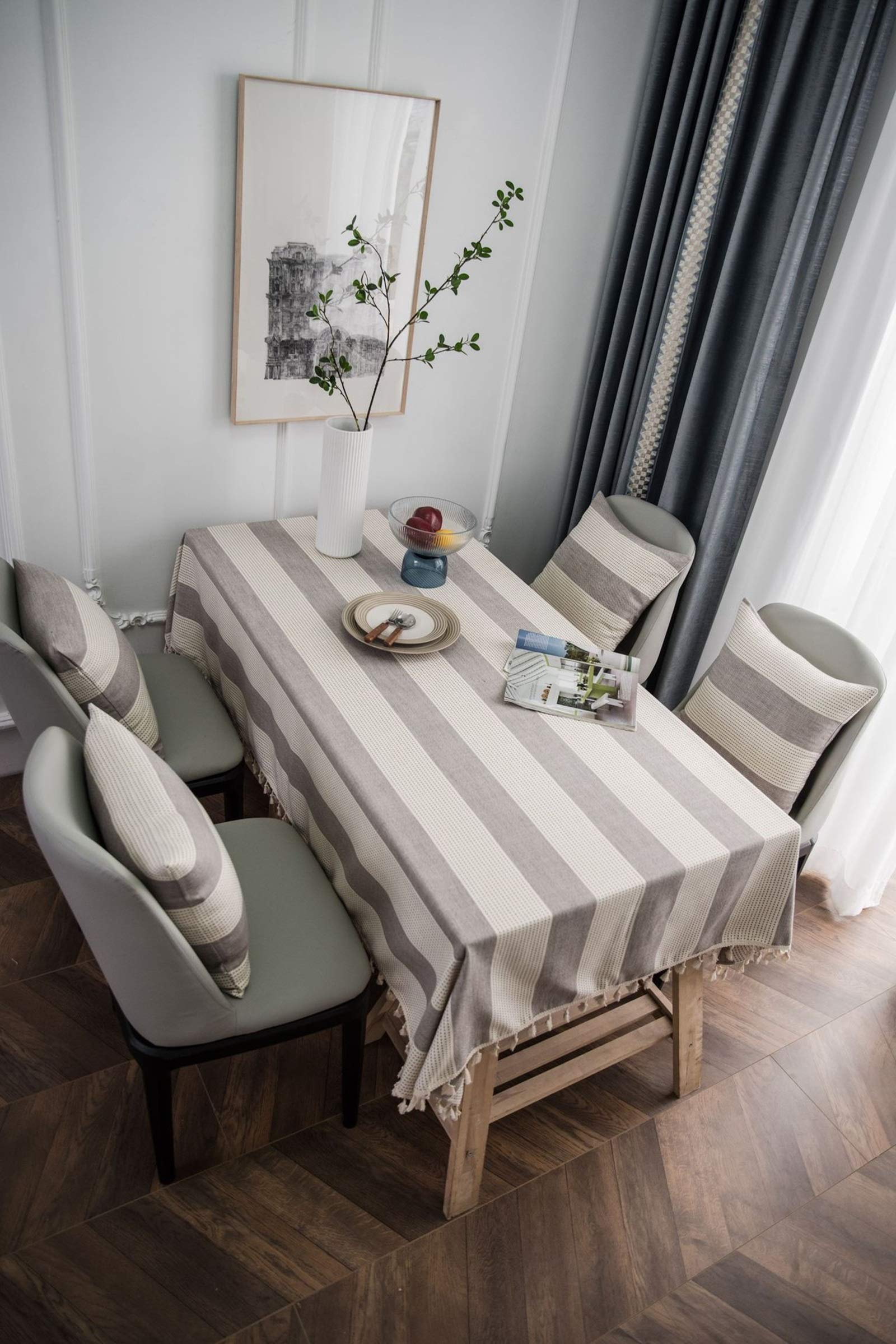 Daesar Tovaglia da Cucina Lavabile 250x140cm(98x55 inch) Tovaglia Rettangolare Fantasia Strisciasemplice Tovaglia Cucina Cotone caffè