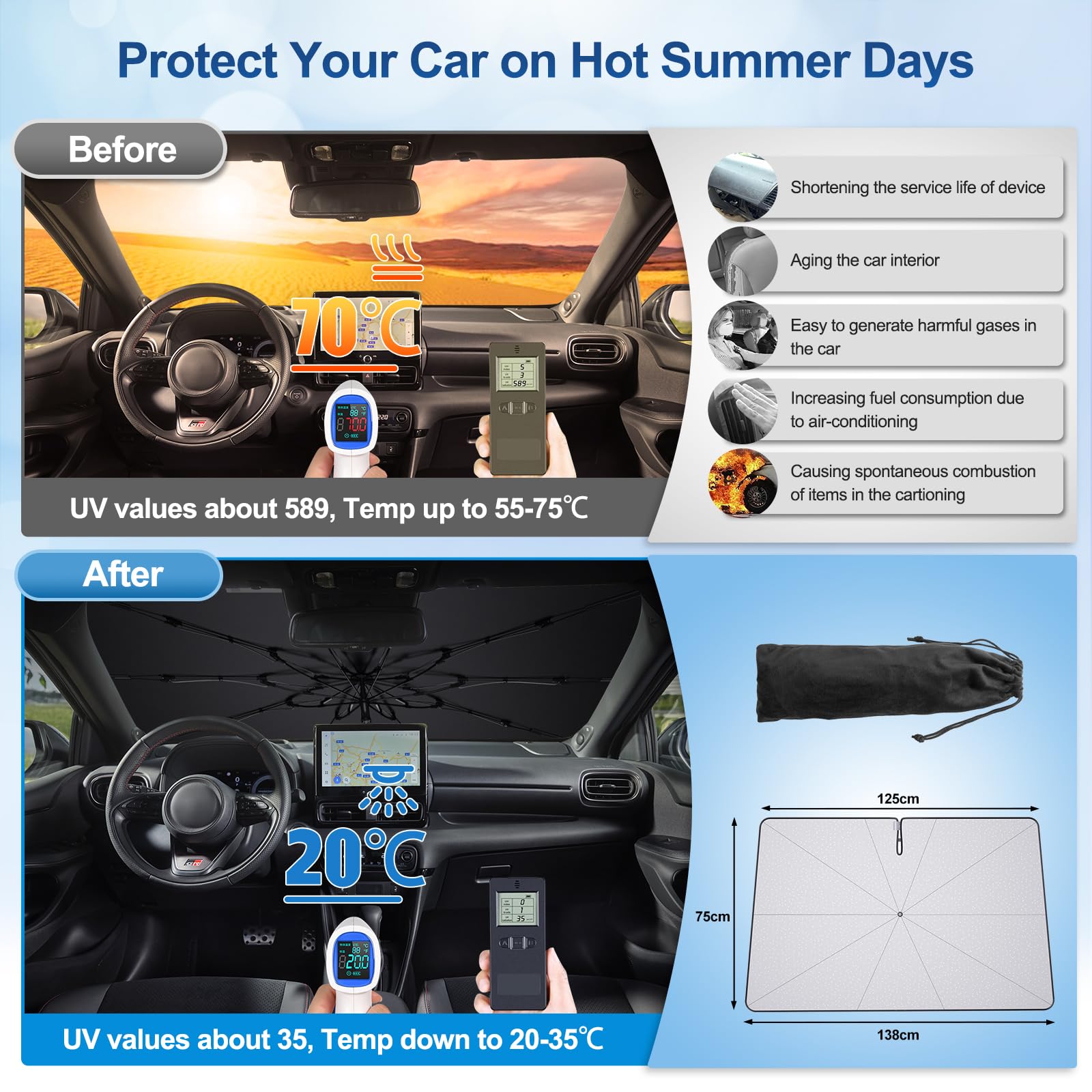 Copri Parabrezza Per Toyota Yaris Cross Hybrid 2021-2025 - Antigelo, Antineve, UV | MEDZUK - Foto 8