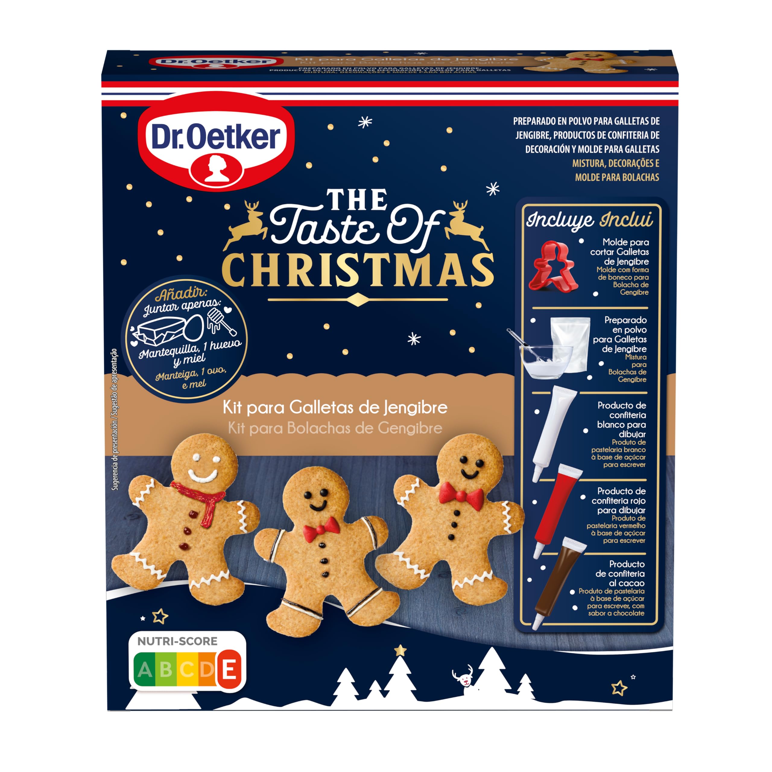 DR. OETKER Kit Galletas de Jengibre 337 g, Incluye Molde Cortar, 3 Lápices Pasteleros