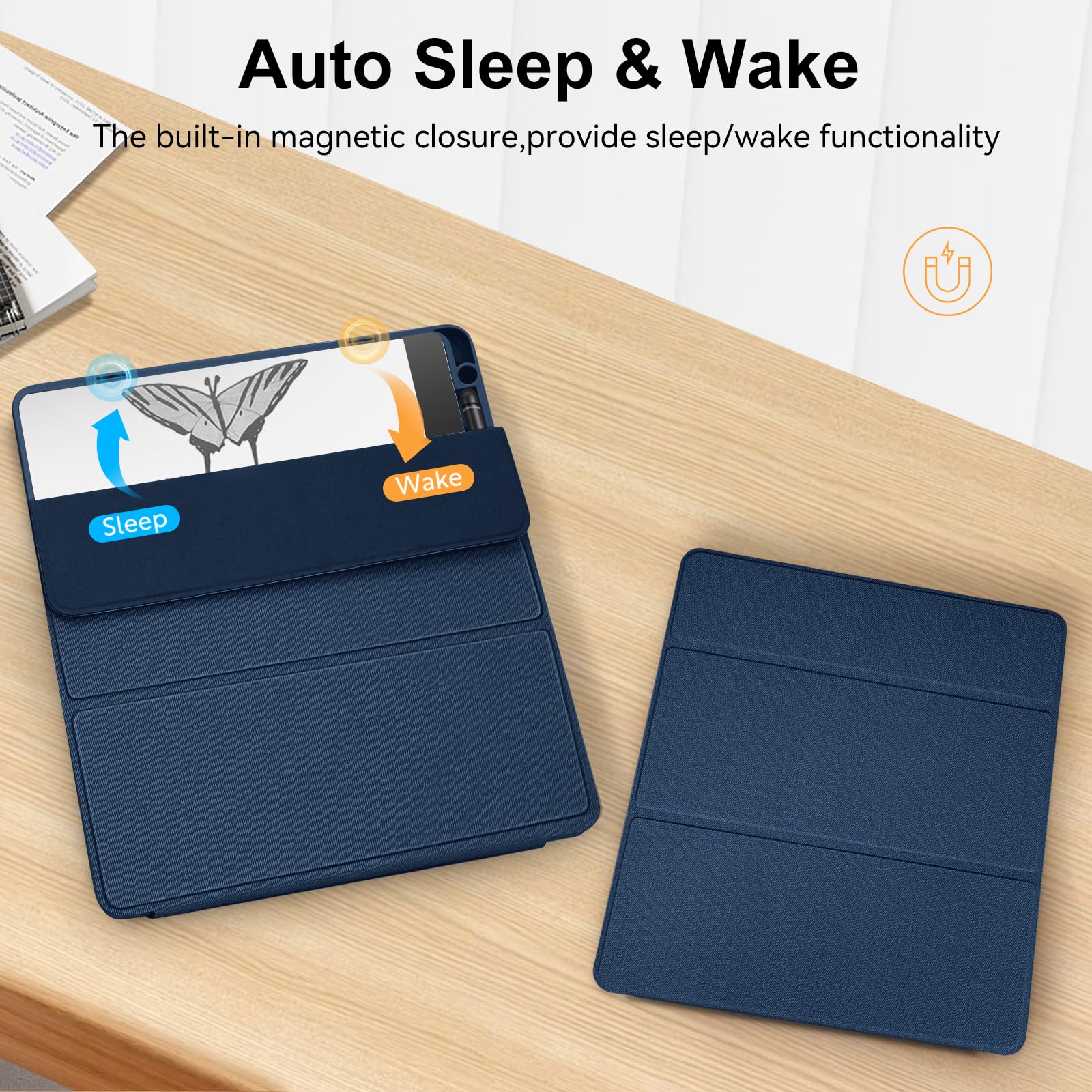 Funda con soporte para Kindle Scribe (versión 2022/2024), funda triple de piel sintética de alta calidad con soporte para bolígrafo, compatible con Kindle Scribe de 10.2 pulgadas, apagado y