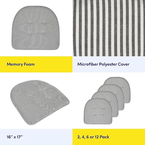 Miniatura 57 de Sweet Home Collection Cojines de espuma viscoelástica para silla, goma antideslizante y parte trasera de goma antideslizante en forma de U de 17 x