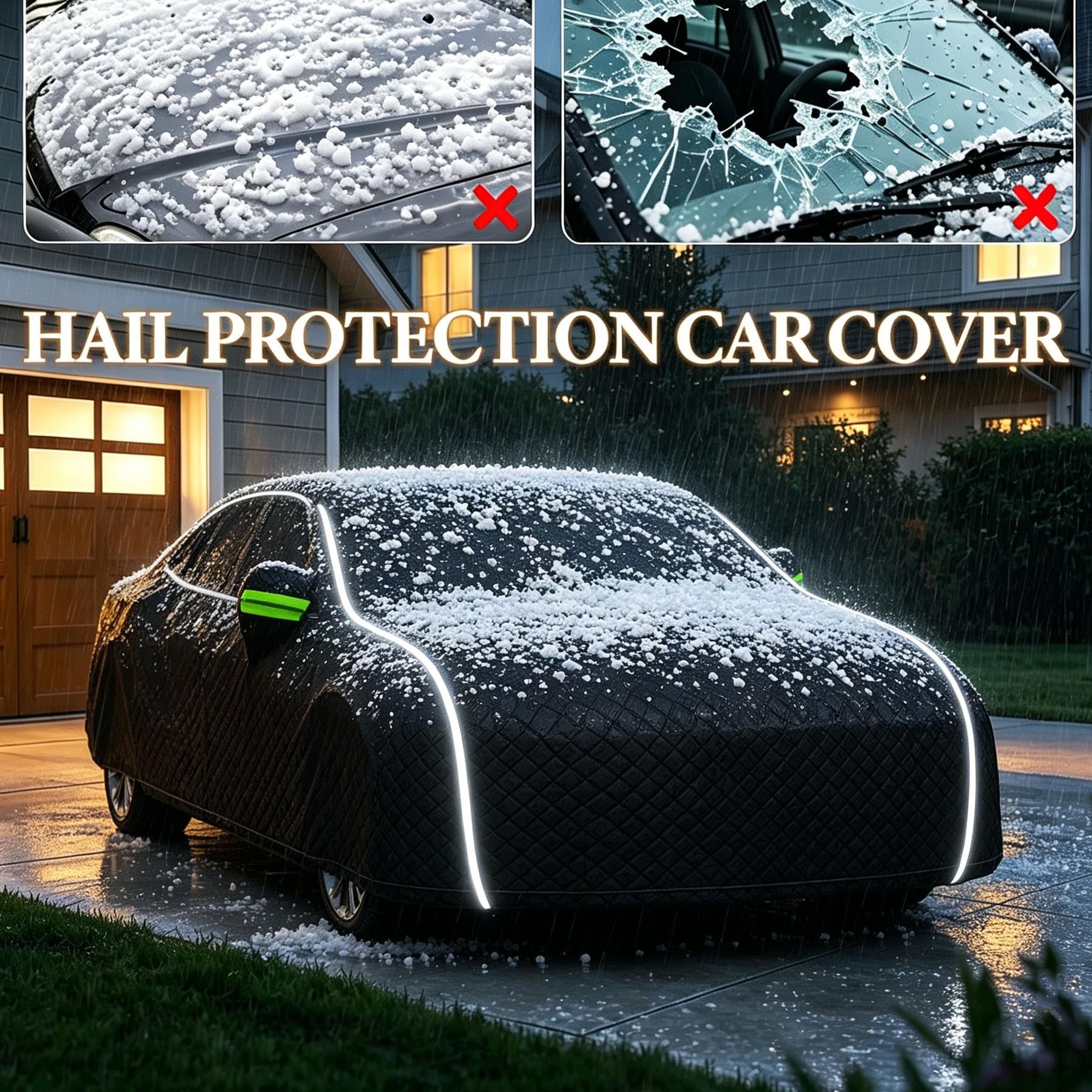 Bache Voiture Anti Grêle Epaisse pour Renault 5 E-Tech 2024-2025,Étanche Housse Voiture Exterieur Respirante Anti-Poussière Anti-UV,avec Bandes Réfléchissantes