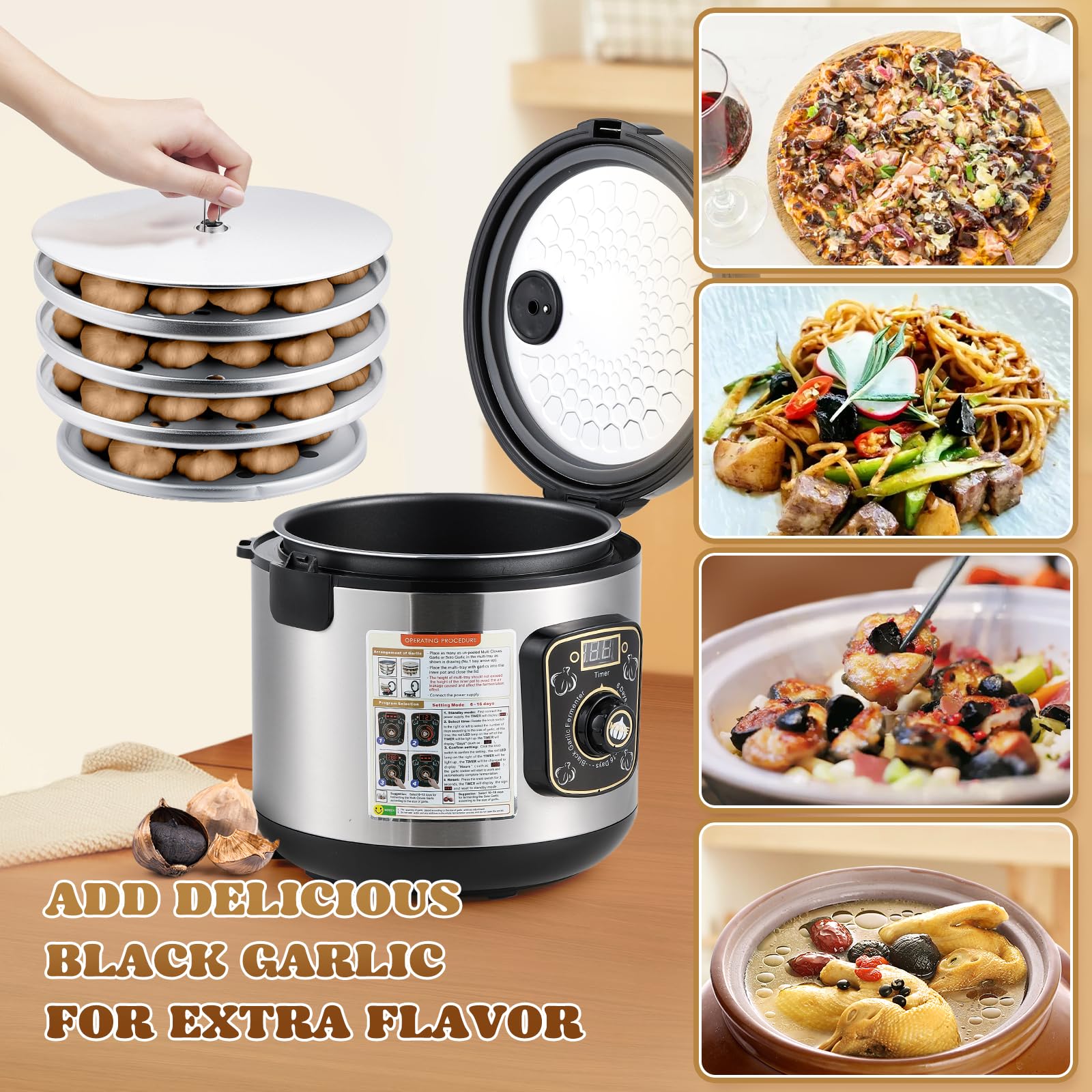 Fermentador de ajo negro de 8 litros, máquina de fermentación de ajo negro, fácil operación con un solo botón, máquina automática inteligente de ajo negro de gran capacidad con control de 3
