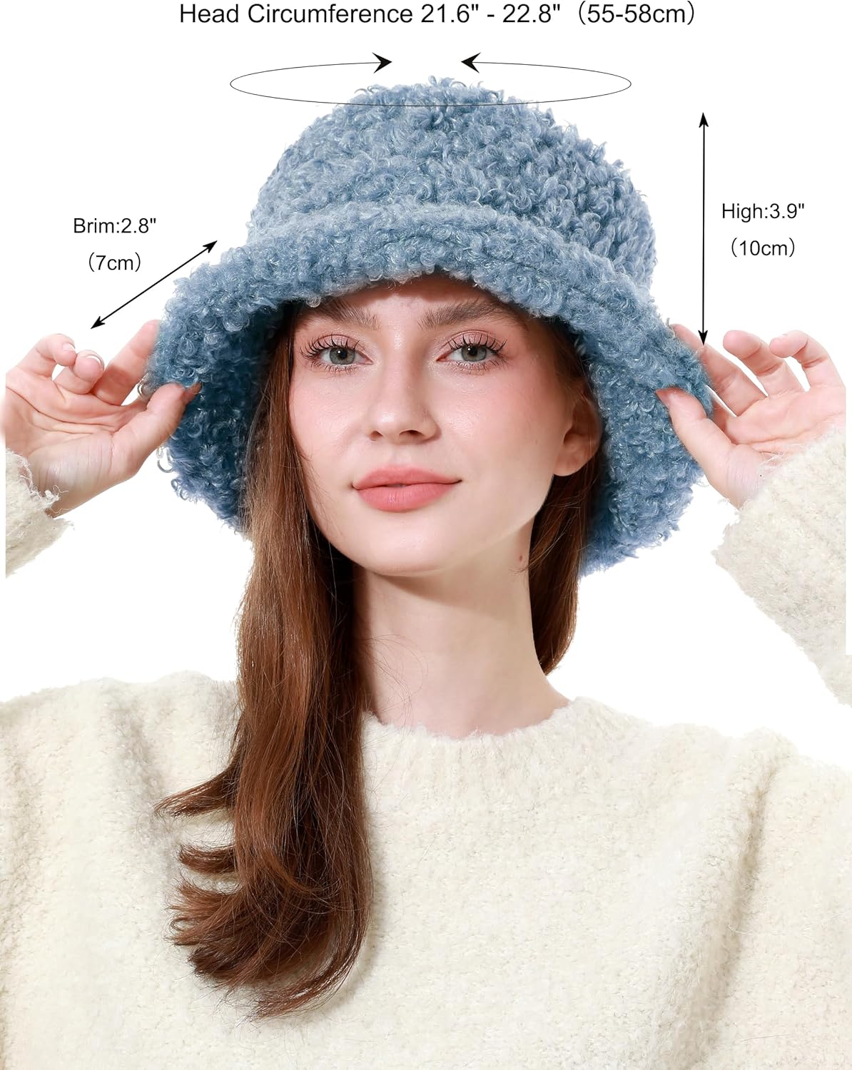 LA CARRIE Women Winter Faux Fur Bucket Hat Plush Fuzzy Furry Warm Fisherman Cap - Image 2