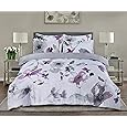 Majestic Giftware Madison Linen 6 Pcs Queen Size Duvet Bedding Set (BL511-Q) | Woven Woods 300 TC 100% Cotton Sateen | 1 Fitted Sheet, 1 Duvet, 4 Pillowcases - Lux Collection