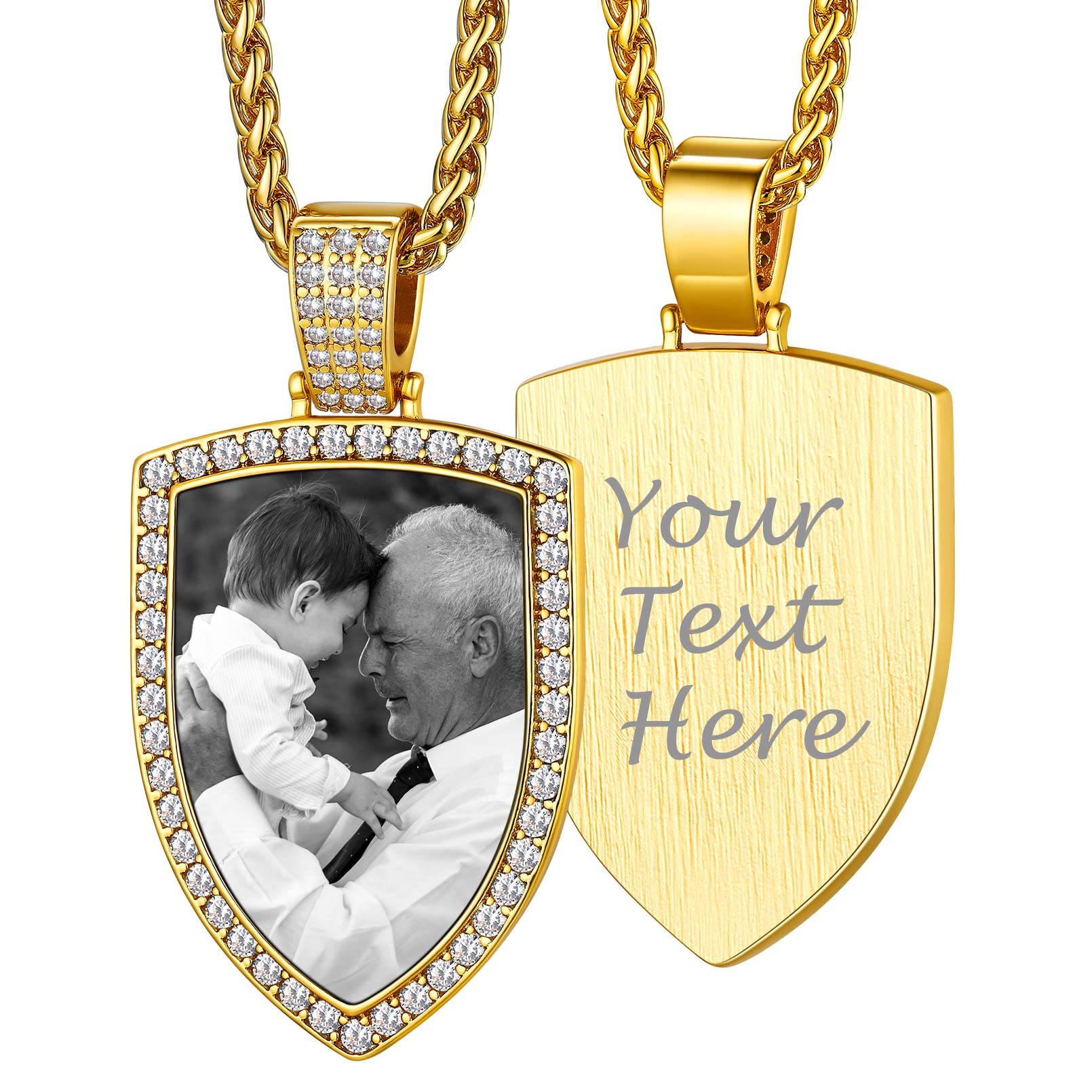 Custom4U Picture Necklace Personalized Photo Circle Chain for Men Women