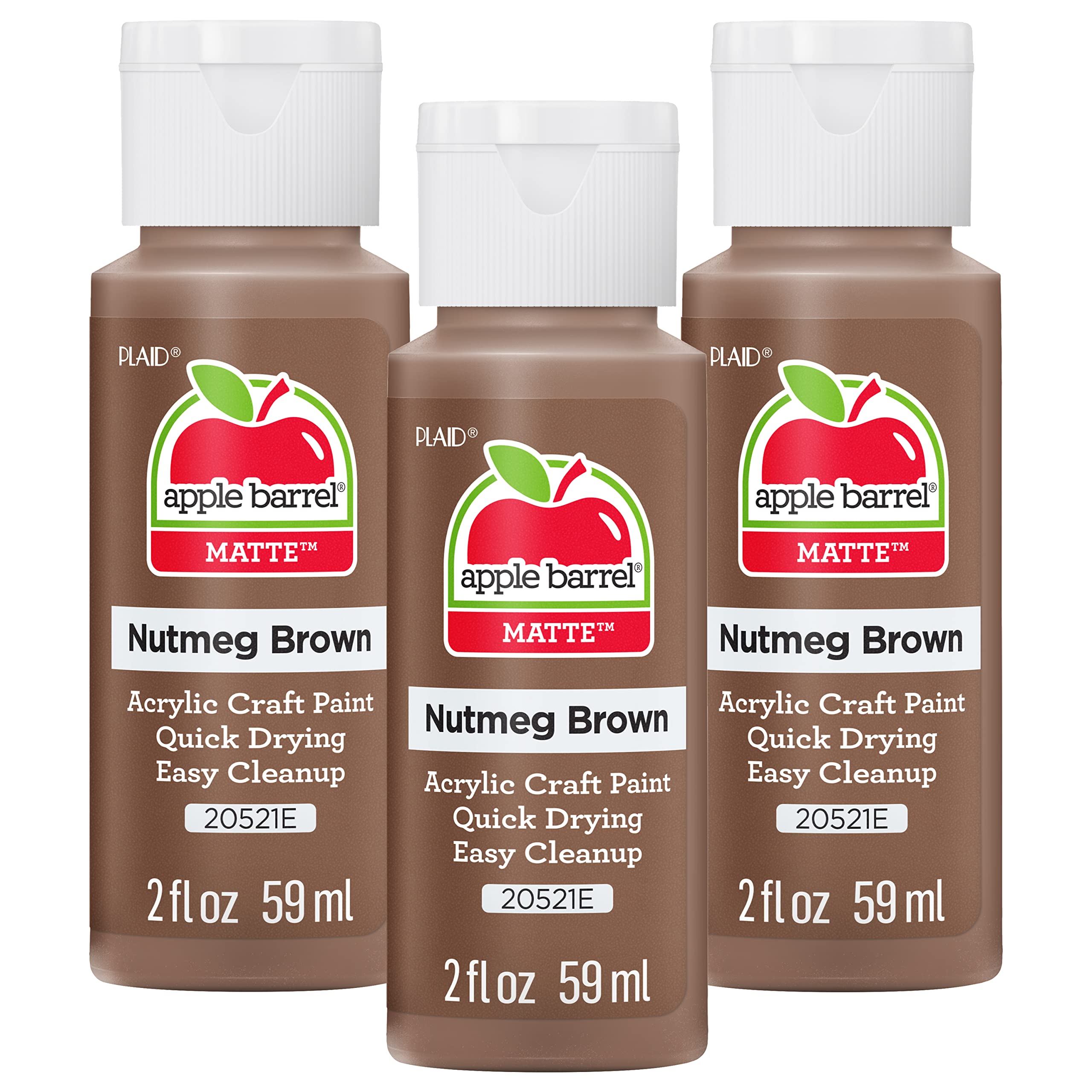 Apple Barrel Acrylic Paint, Nutmeg Brown (Pack of 3) 2 oz, 20521EA- (Pack of 3)