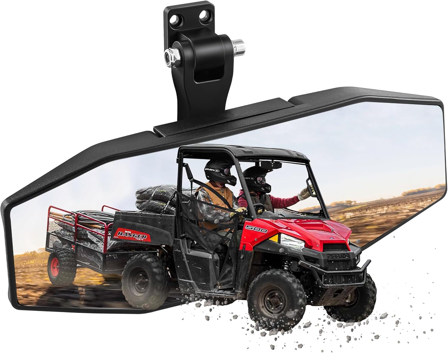 UTV Rear View Mirror for Polairs Ranger 500 570 900 XP 1000 XP/Crew Accessories, Tool Free Adjustable Convex Ranger Center Rear View Mirror, Wide View Direct Factory Tab Mount