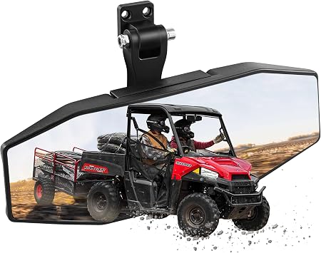UTV Rear View Mirror for Polairs Ranger 500 570 900 XP 1000 XP/Crew Accessories, Tool Free Adjustable Convex Ranger Center Rear View Mirror, Wide View Direct Factory Tab Mount
