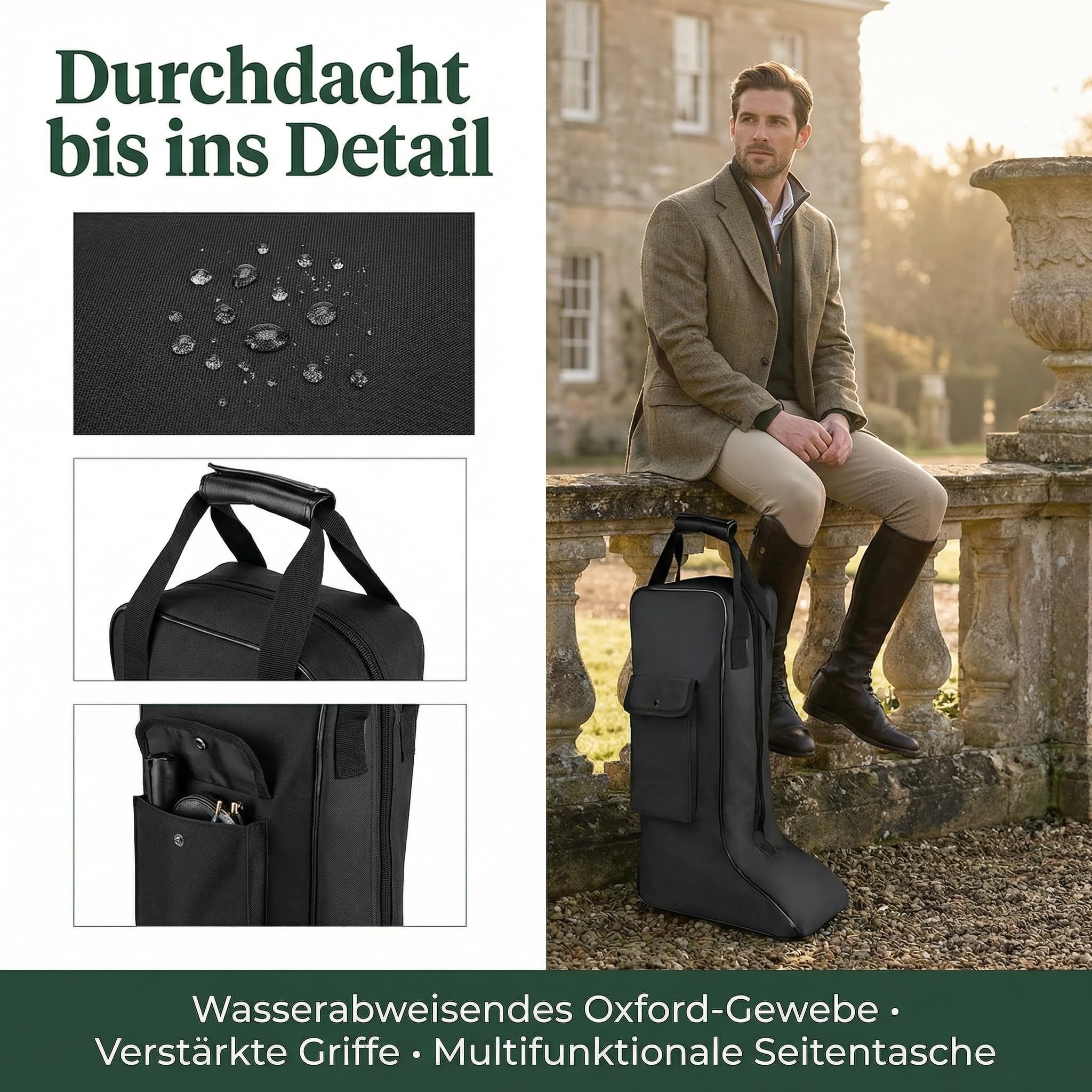 Hohe Stiefeltasche Aus Oxford Gewebe, Stiefeltasche Reitstiefel, Reitstiefeltasche, Multifunktionale Seitentasche, Abnehmbarem Aufbewahrungstasche Für Reitstiefe