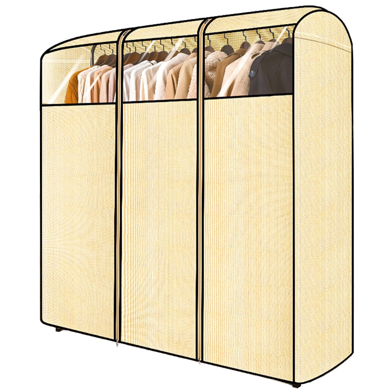 Torba na ubrania z włókniny, pokrowiec na ubrania, torby na płaszcze z okienkiem w kształcie litery C, na płaszcze i koszule (140 x 52 x 150 cm, 55 x 20 x 59 cali)