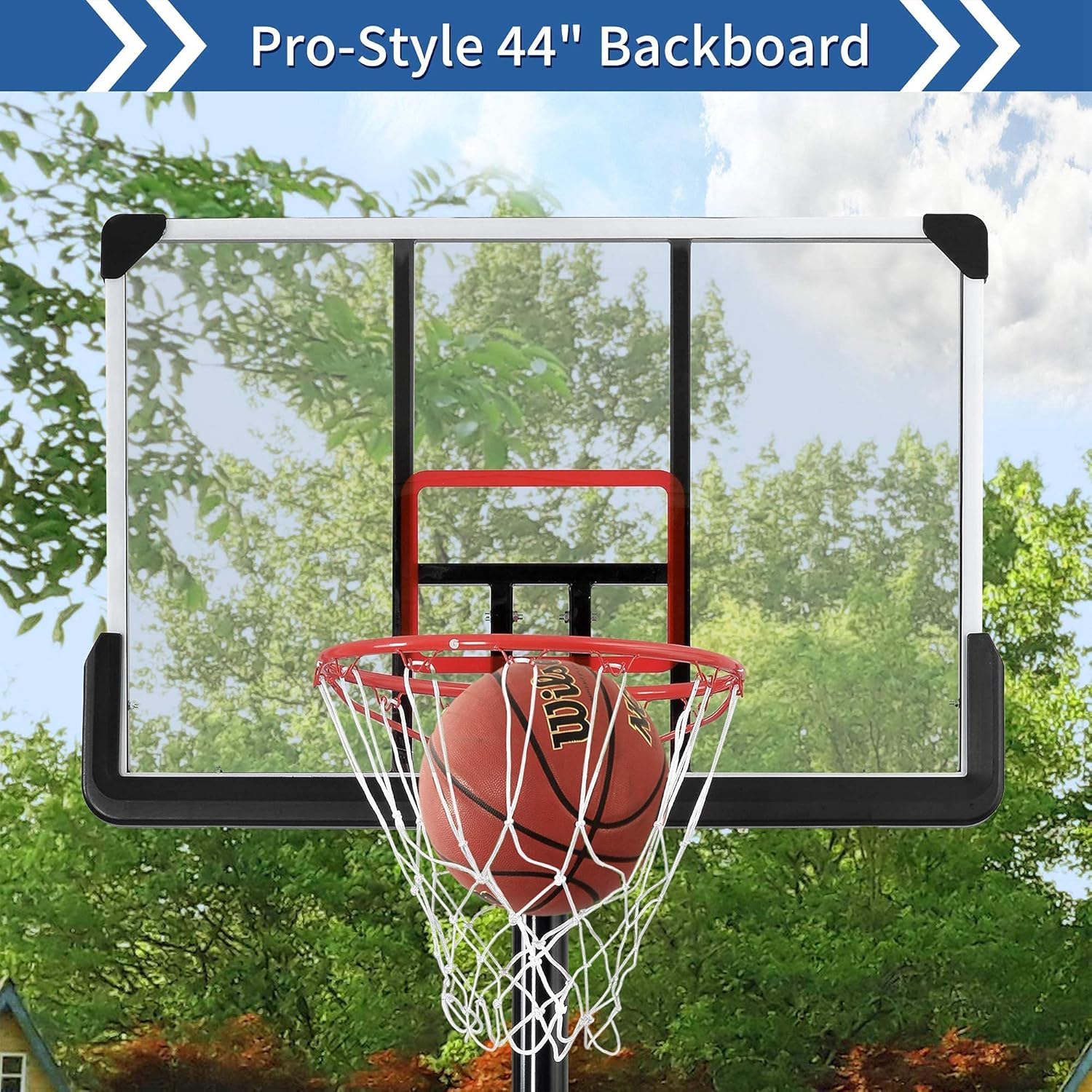 Merax Portable Basketball System Basketball Hoop & Goal with 44” Backboard, 6.6-10ft Adjustable Height, Breakaway Rim and Wheels for Youth, Adult Yard Driveway Fun (Black) : Sports & Outdoors
