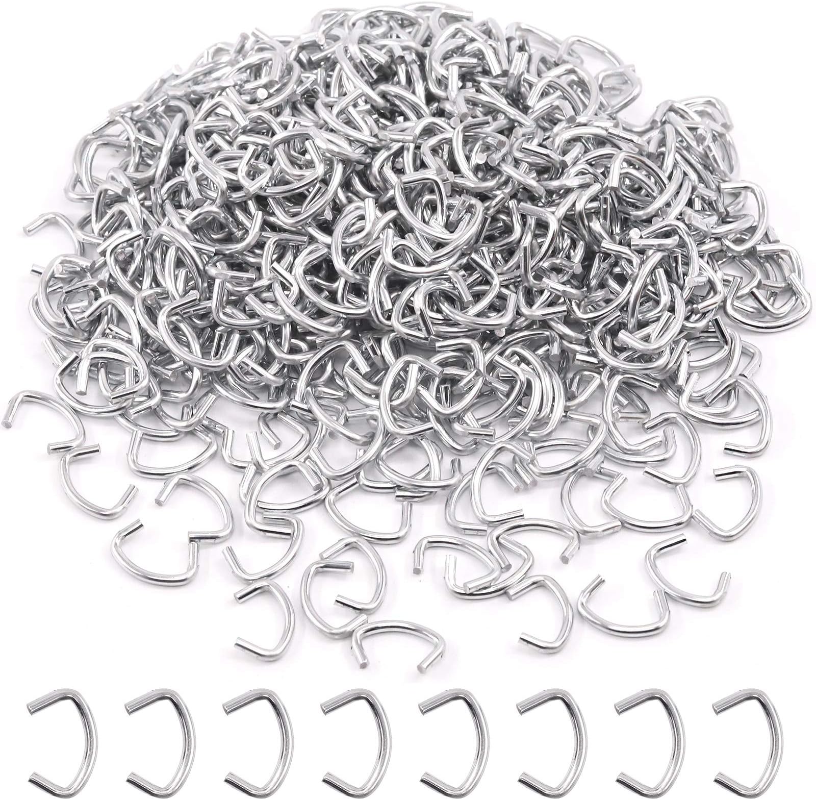 Hilitchi Galvanized Steel Hog Rings for Bungee Shock Cords Animal Pet Cages Bagging Traps