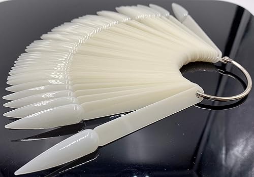 Miniatura 5 de 2 juegos de 100 puntas en forma de abanico de plástico para arte de uñas, exhibición de tablero de pulido, palos de práctica con soporte de anillo