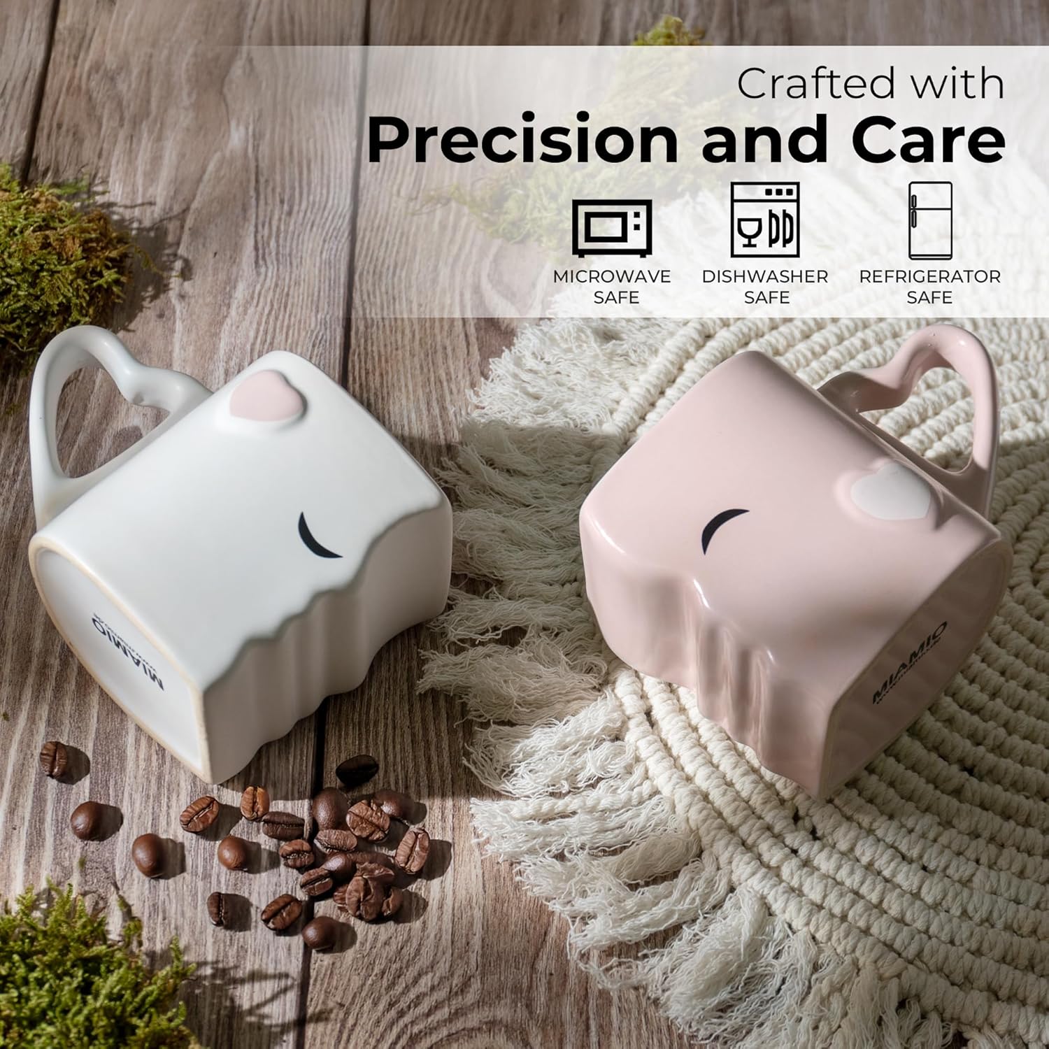 MIAMIO - Coffee Mugs/Kissing Mugs Set Ceramic with Gift Box (Pink) - Image 6